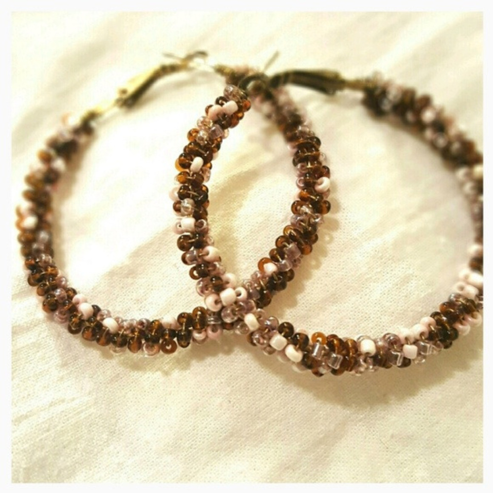 Beaded Hoop‎ Earrings